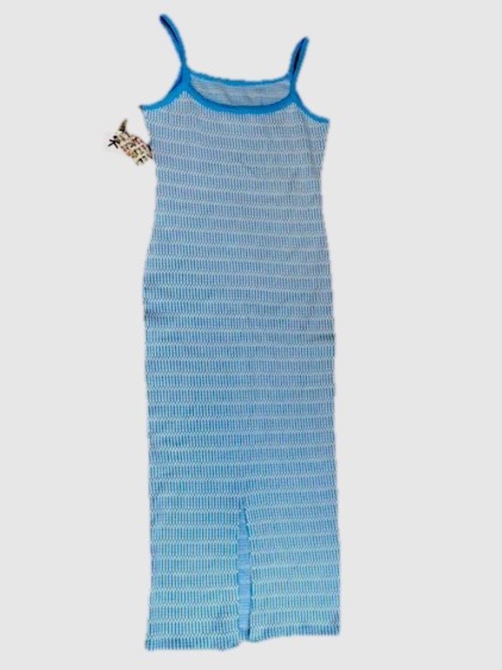 KNOWN SUPPLY Maxi Dress Large Blue ‘Vermont’ ~ Jaquard Knit Organic Cotton NWT - Picture 4 of 10